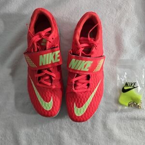 Nike High Jump Elite Spikes Bright Crimson Lime Blast FZ9636-600 Size 9.5